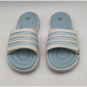 Adidas Adilette Baby Blue White Striped Open Toe Slip-On Classic Comfort Slide S